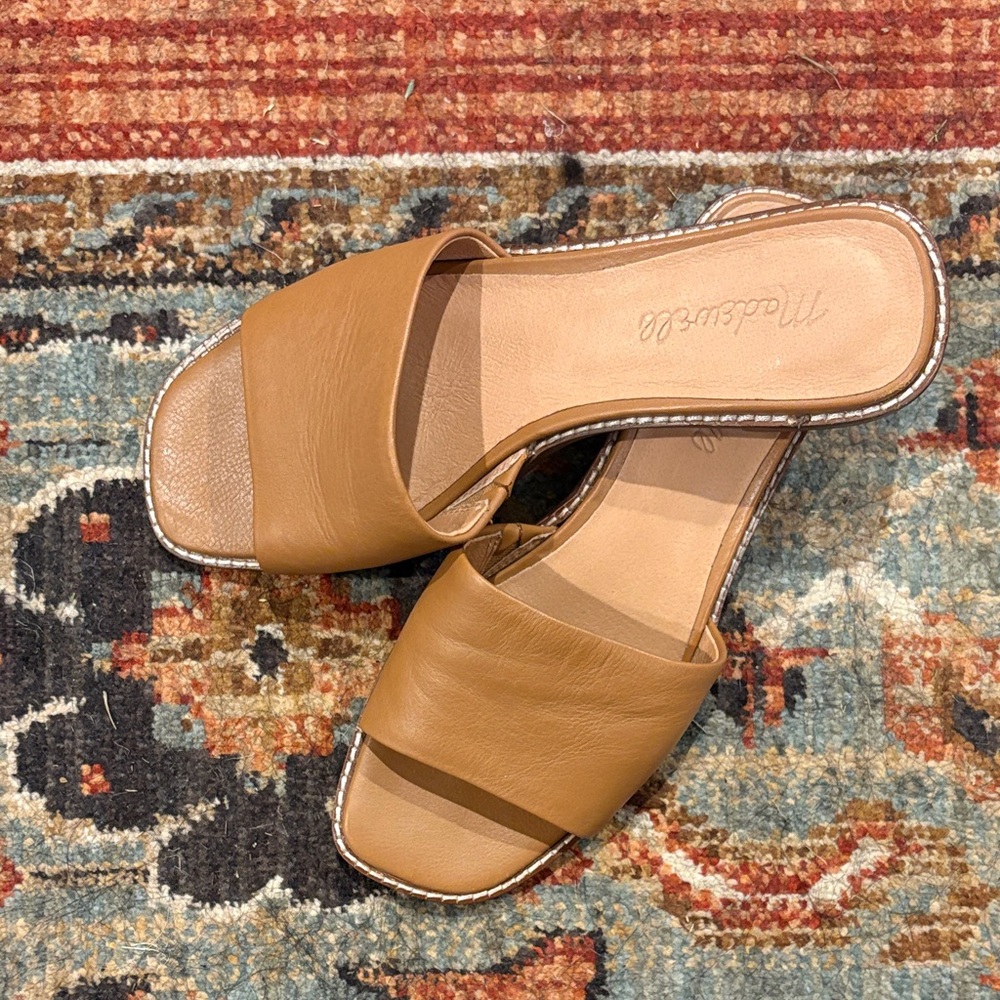 Madewell Tan Leather Slide Mules